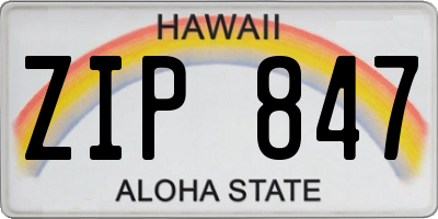 HI license plate ZIP847