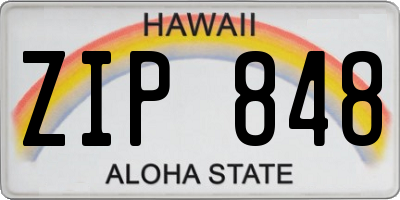 HI license plate ZIP848