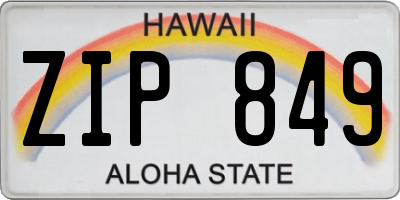 HI license plate ZIP849