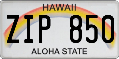 HI license plate ZIP850