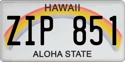 HI license plate ZIP851