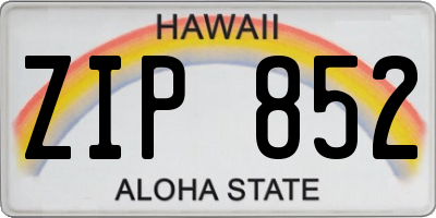 HI license plate ZIP852