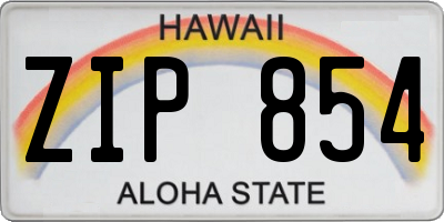 HI license plate ZIP854