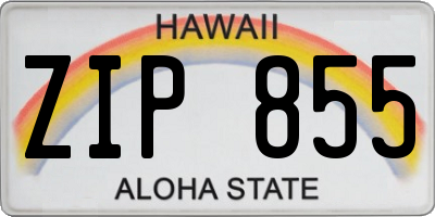 HI license plate ZIP855