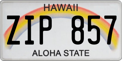 HI license plate ZIP857