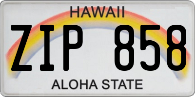 HI license plate ZIP858