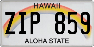 HI license plate ZIP859