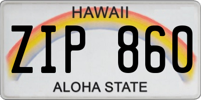 HI license plate ZIP860