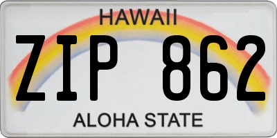 HI license plate ZIP862