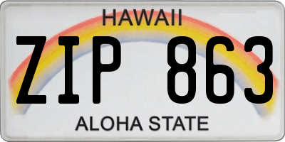 HI license plate ZIP863