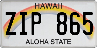 HI license plate ZIP865