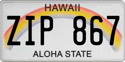 HI license plate ZIP867