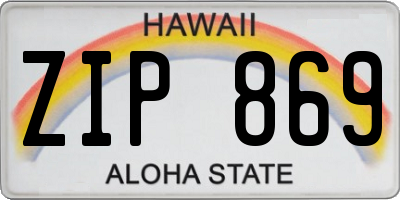 HI license plate ZIP869