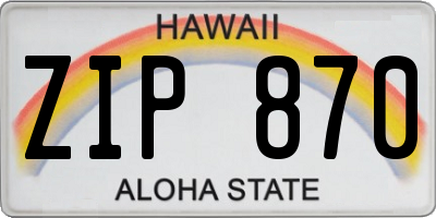 HI license plate ZIP870