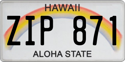 HI license plate ZIP871