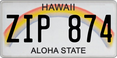 HI license plate ZIP874