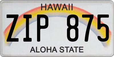 HI license plate ZIP875