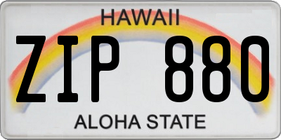 HI license plate ZIP880