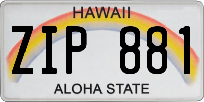 HI license plate ZIP881