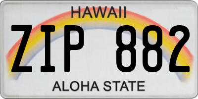 HI license plate ZIP882