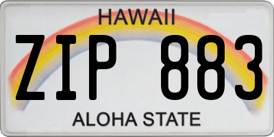 HI license plate ZIP883