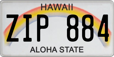 HI license plate ZIP884