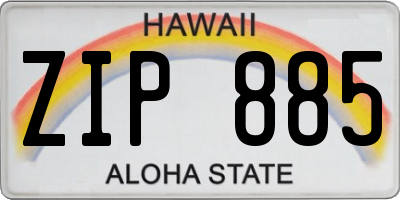 HI license plate ZIP885