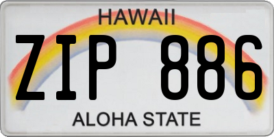 HI license plate ZIP886