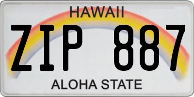 HI license plate ZIP887