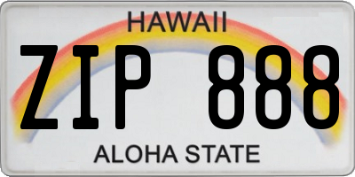 HI license plate ZIP888