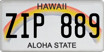 HI license plate ZIP889