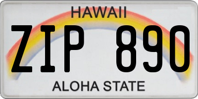 HI license plate ZIP890