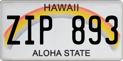 HI license plate ZIP893