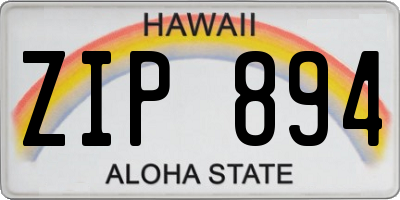 HI license plate ZIP894