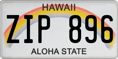HI license plate ZIP896