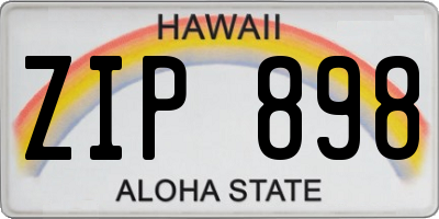 HI license plate ZIP898