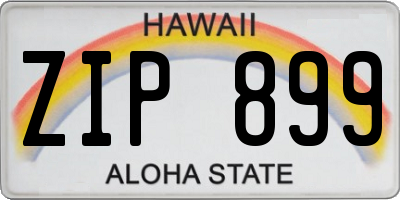 HI license plate ZIP899