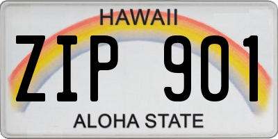 HI license plate ZIP901