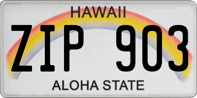 HI license plate ZIP903