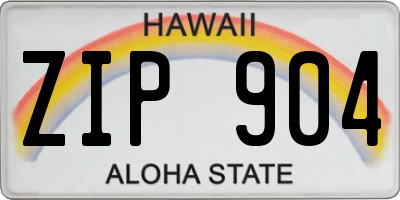 HI license plate ZIP904