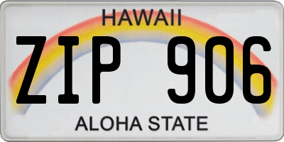 HI license plate ZIP906
