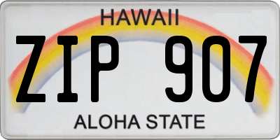 HI license plate ZIP907