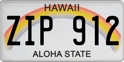 HI license plate ZIP912