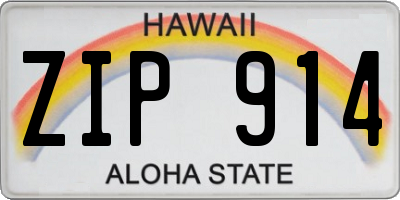 HI license plate ZIP914