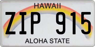 HI license plate ZIP915