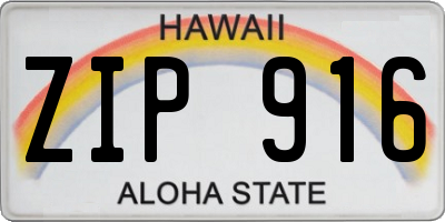 HI license plate ZIP916