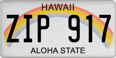 HI license plate ZIP917