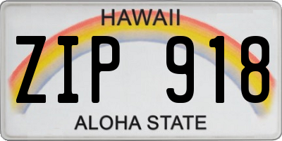 HI license plate ZIP918