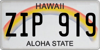 HI license plate ZIP919