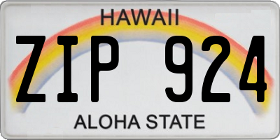 HI license plate ZIP924